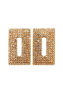 Brinco Maria Eugênia: Retangular com Strass Pêssego Banhado no Dourado | Design Exclusivo