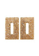 Brinco Maria Eugênia: Retangular com Strass Pêssego Banhado no Dourado | Design Exclusivo