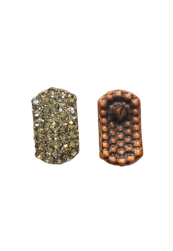 Brinco Viviane: Retangular Elegante com Strass Black Diamond no Vintage | Brilho na Medida