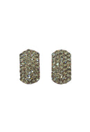 Brinco Viviane: Retangular Elegante com Strass Black Diamond no Vintage | Brilho na Medida