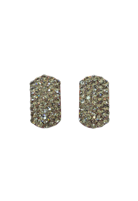 Brinco Viviane: Retangular Elegante com Strass Black Diamond no Vintage | Brilho na Medida
