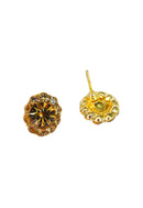 Brinco Julie: Pequeno Oval com strass Light Colorado Topaz no Dourado | Brilho na Medida