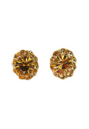 Brinco Julie: Pequeno Oval com strass Light Colorado Topaz no Dourado | Brilho na Medida