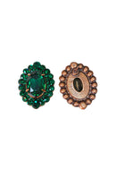 Brinco Ariel: Elegante Oval com Pedras Verde Esmeralda no Vintage | Destaque no seu Look