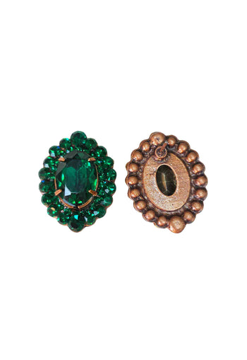 Brinco Ariel: Elegante Oval com Pedras Verde Esmeralda no Vintage | Destaque no seu Look