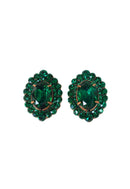 Brinco Ariel: Elegante Oval com Pedras Verde Esmeralda no Vintage | Destaque no seu Look