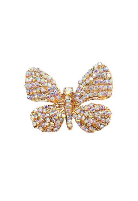 Broche Indira: Borboleta com Strass Boreal no Dourado | Sahara Acessórios