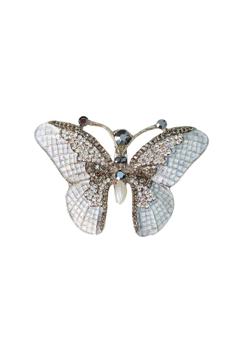 Broche Elaine: Delicado em Formato de Borboleta Esmaltada no Prata | Sahara Acessórios
