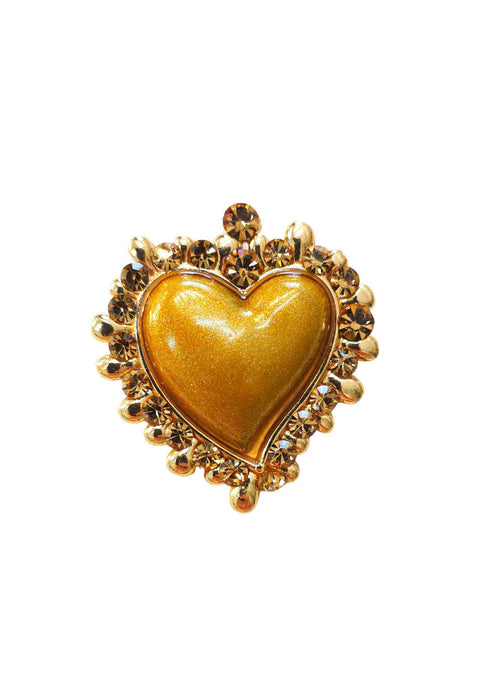 Broche Nadine: Romântico de Coração e Pedras no Dourado | Destaque no seu Look