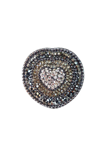 Broche Una: Romântico de Coração com Hematite e Cristais no Grafite | Lançamento Exclusivo