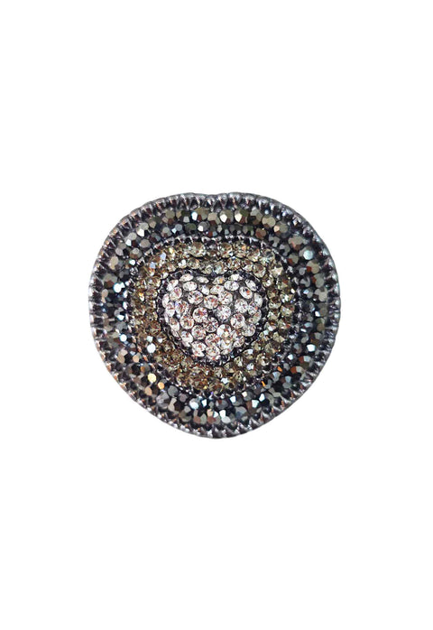 Broche Una: Romântico de Coração com Hematite e Cristais no Grafite | Lançamento Exclusivo