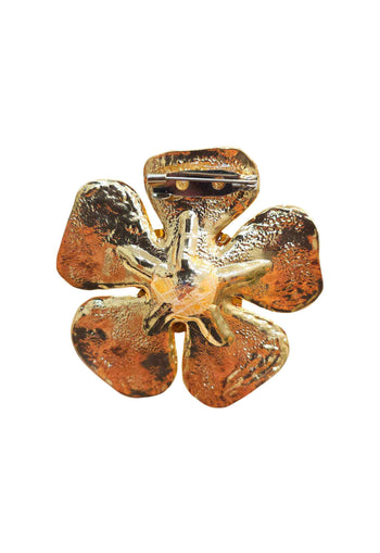 Broche Anelis Gold: Floral com Pérola e Strass Cristal no Dourado | Sahara Acessórios