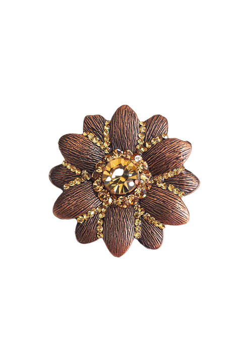 Broche Odete: Floral Clássico com Strass no Vintage | Peça Exclusiva