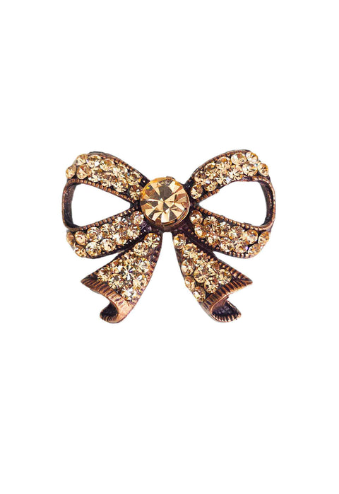 Broche Leny: Romântico de Laço com Strass Peach no Vintage | By Sahara