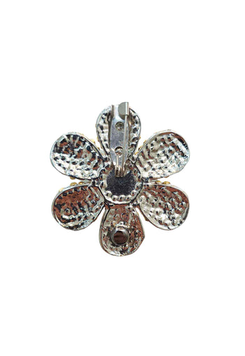 Broche Liz: Floral com Strass Cristal no Prata | Sahara Acessórios