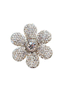 Broche Liz: Floral com Strass Cristal no Prata | Sahara Acessórios