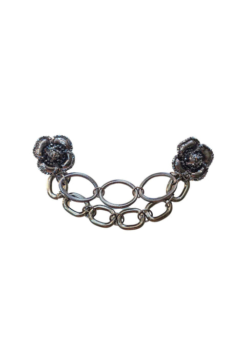 Maxi Broche Primor: Com Elos e Flores Hematite no Grafite | Peça Exclusiva