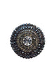 Broche Jandira: Redondo Elegante com Strass Cristal Cinza e Hematite no Grafite | Estilo Atemporal