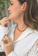 Colar Choker Luana: Moda Festa com Pedras Luxo no Dourado | Brilho na Medida