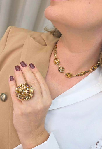 Colar Choker Luana: Moda Festa com Pedras Luxo no Dourado | Brilho na Medida