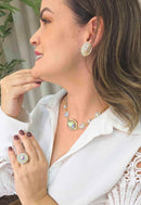 Colar Choker Zilá: Moderno com Pedras Boreal no Dourado | Lançamento Exclusivo