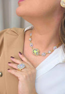 Colar Choker Zilá: Moderno com Pedras Boreal no Dourado | Lançamento Exclusivo