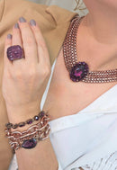 Colar choker Nefertari ametista com venezianas vintage