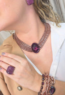 Colar choker Nefertari ametista com venezianas vintage