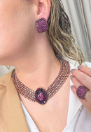 Colar choker Nefertari ametista com venezianas vintage