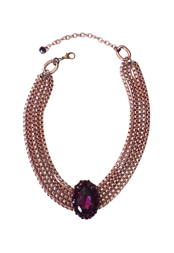 Colar choker Nefertari ametista com venezianas vintage