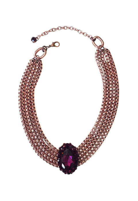 Colar choker Nefertari ametista com venezianas vintage