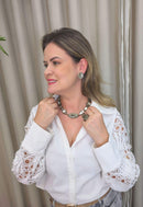 Colar Choker Arlete Ouro Velho: Moderno com Pedras Black Diamond