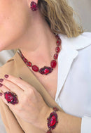 Colar Choker Babi de pedras vermelhas banhado no vintage moda festa