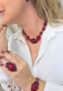 Colar Choker Babi de pedras vermelhas banhado no vintage moda festa