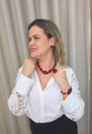 Colar Choker Babi de pedras vermelhas banhado no vintage moda festa