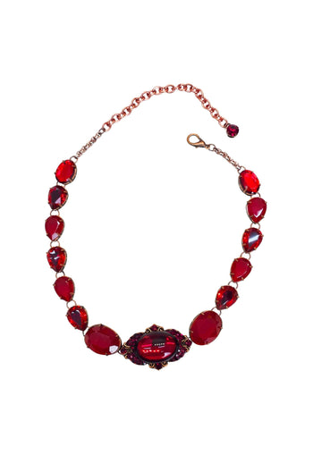Colar Choker Babi de pedras vermelhas banhado no vintage moda festa