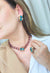 Colar choker Ravi vintage com pingente de perolas e pedras azuis