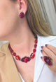 Colar Choker Babi de pedras vermelhas banhado no vintage moda festa