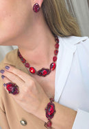 Colar Choker Babi de pedras vermelhas banhado no vintage moda festa