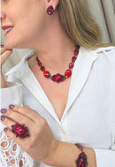 Colar Choker Babi de pedras vermelhas banhado no vintage moda festa