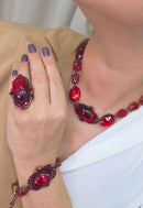 Colar Choker Babi de pedras vermelhas banhado no vintage moda festa