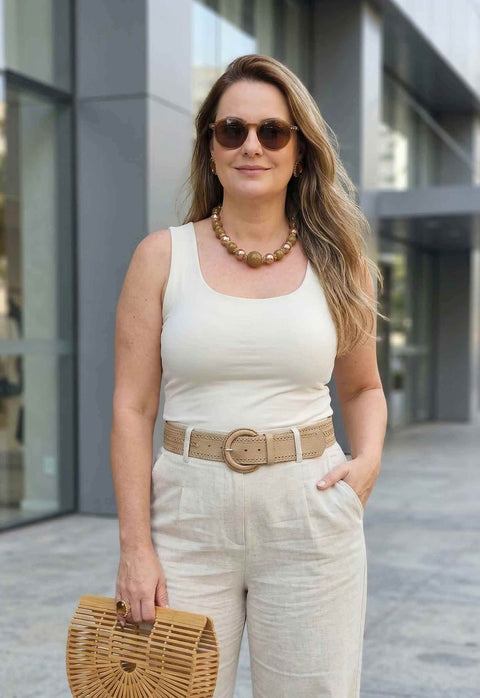 Colar Duna: Moderno de Bolas Marrom Ferrugem e Detalhes no Dourado | Estilo Atemporal