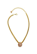 Colar Roseli com pingente oval light peach e veneziana dourada