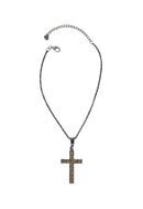 Colar Dádiva de crucifixo onix e veneziana no banho grafite