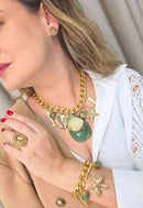 Colar Tropical Chic com pingente de peixes, conchas e estrela do mar e resina turquesa