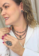 Colar Exclusividade Ônix com Pedras Black Diamond, Hematite e Elos Grafite