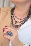 Colar Exclusividade Ônix com Pedras Black Diamond, Hematite e Elos Grafite