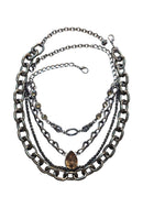Colar Exclusividade Ônix com Pedras Black Diamond, Hematite e Elos Grafite