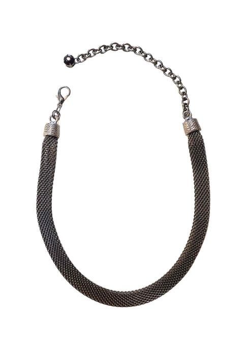 Colar Contemporânea: Corrente de Malha Banhada no Grafite | Look Moderno e Minimalista