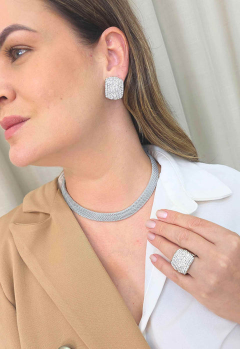 Colar Contemporânea: Moderno de Corrente de Malha no Prata | Curadoria Sahara